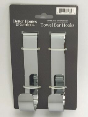 BETTER HOMES and GARDENS 2-Piece Chrome Finish Hanging Towel Bar Hooks
